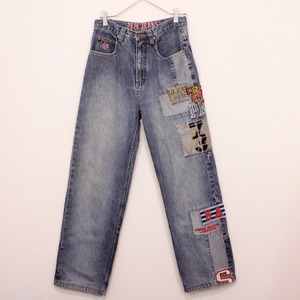 【Caka act2】"PEPE JEANS" Patchwork × Embroidery Design Baggy Jeans