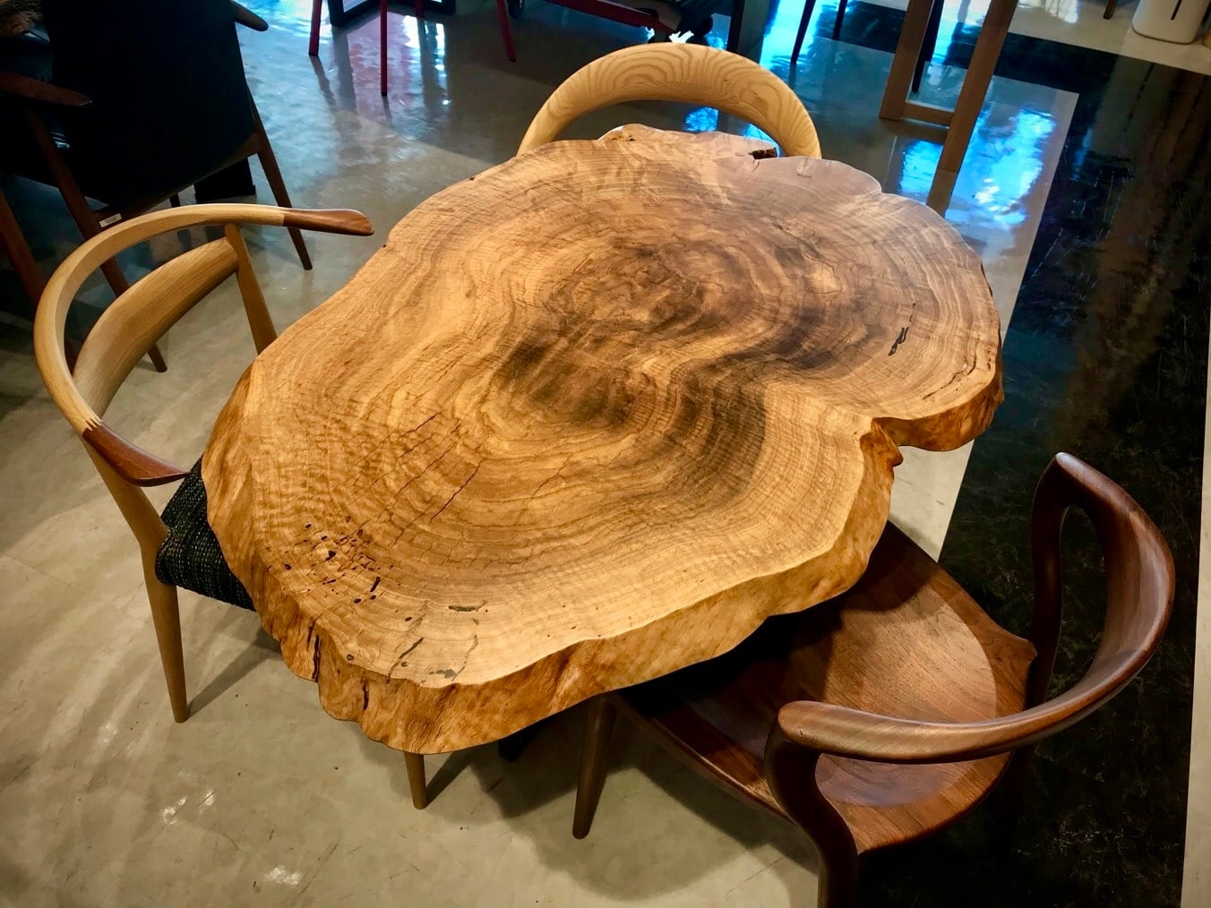 輪切り】楢（ナラ）_1100×700×43_横浜元町店_テーブル天板/一枚板