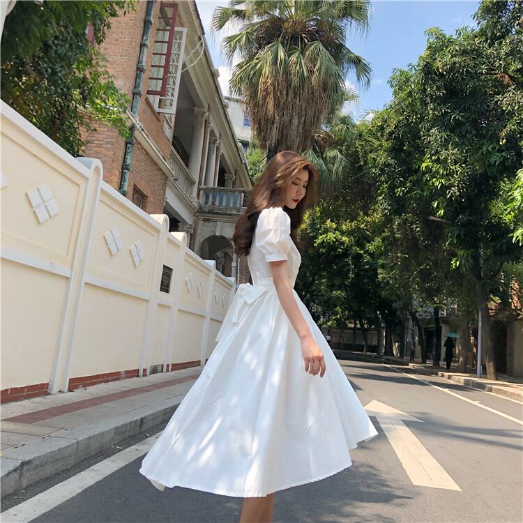 バックリボンワンピース レディース 送料無料 4色 ワンピース ドレス