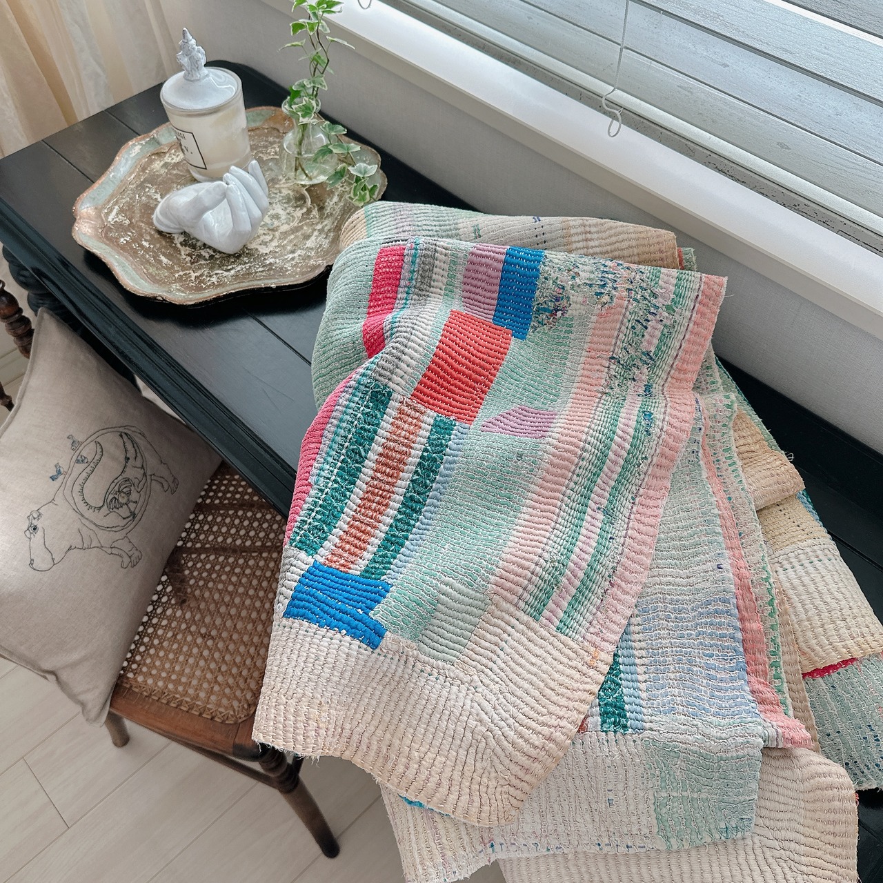 インド ヴィンテージカンタキルト VK007 | 137cm × 187cm