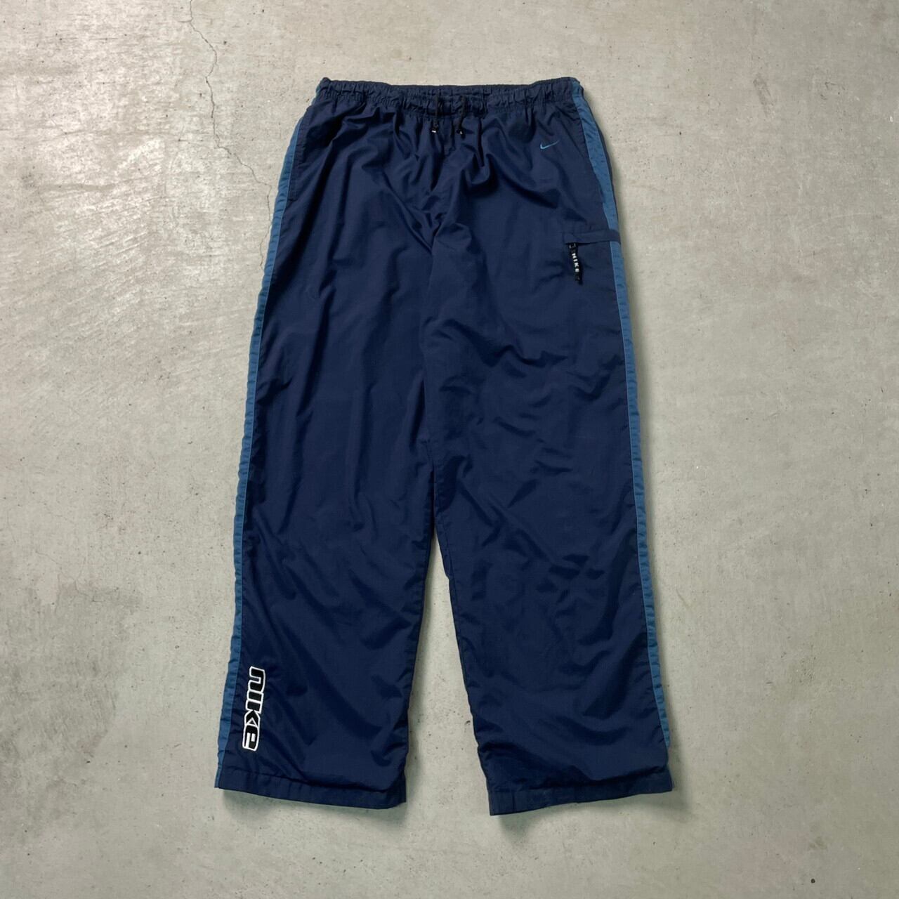 00s NIKE ナイキ トラックパンツ ナイロンパンツ 極太 バギー 紺 XL 00年代 NIKE ナイキ ナイロントラックパンツ メンズXL 古着 00s