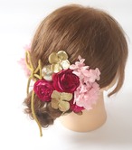 成人式　ウエディング　バーガンディ×ピンクアジサイ