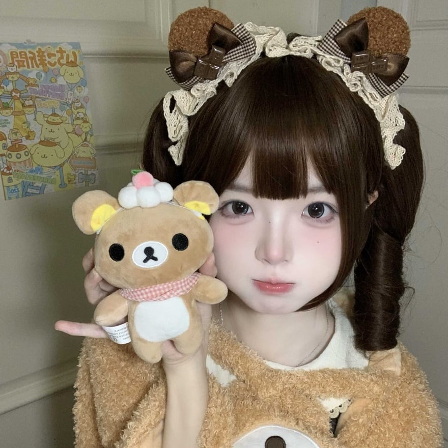 甘ロリ くま耳ヘッドドレス チョコ色×リボン×フリル｜WithU | PAY ID