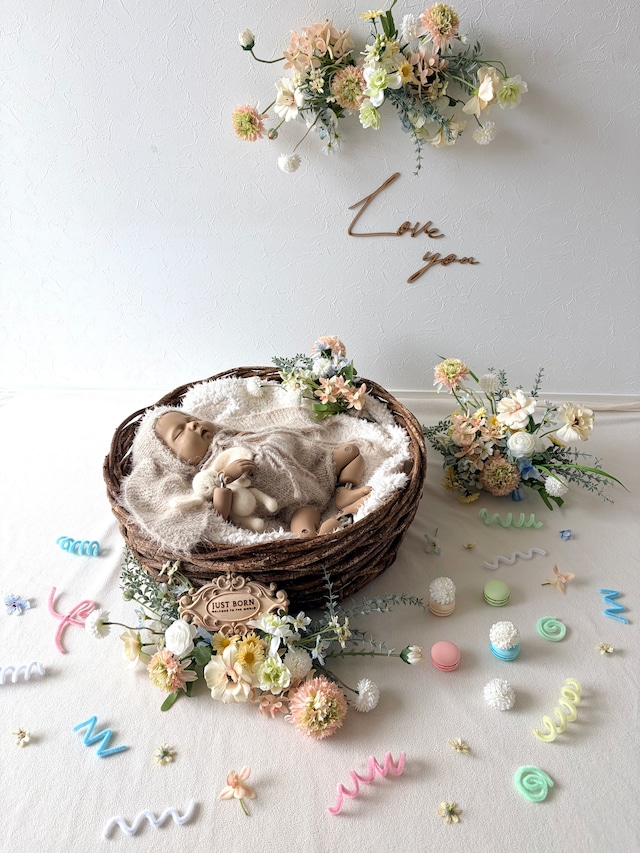 【2026年期間限定】ラウンドリース⑨ whipped macaron✳︎ニューボーンフォトレンタルリース