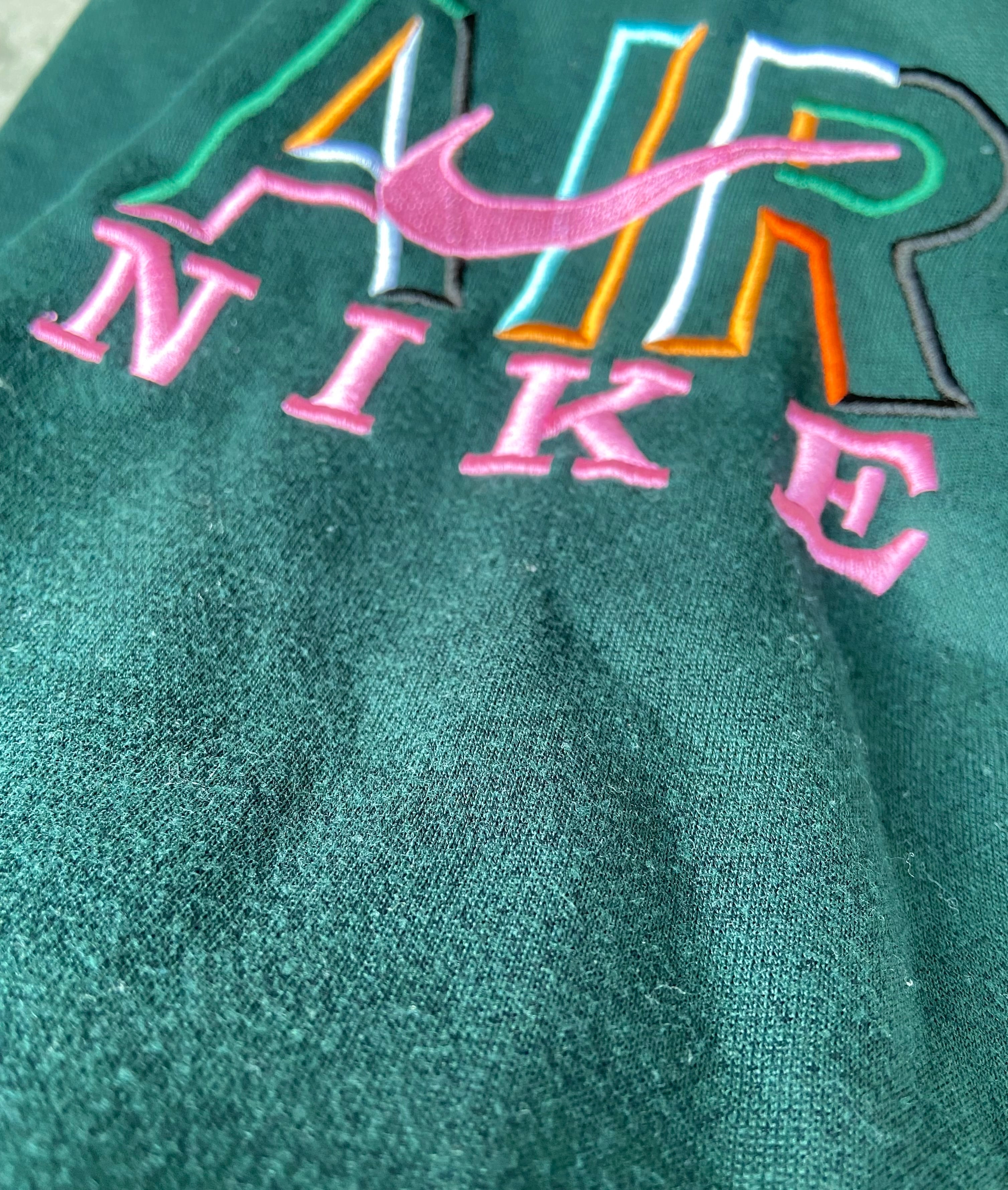 USA製 90s NIKE ナイキ スウェット 刺繍ロゴ 緑 オーバーサイズ
