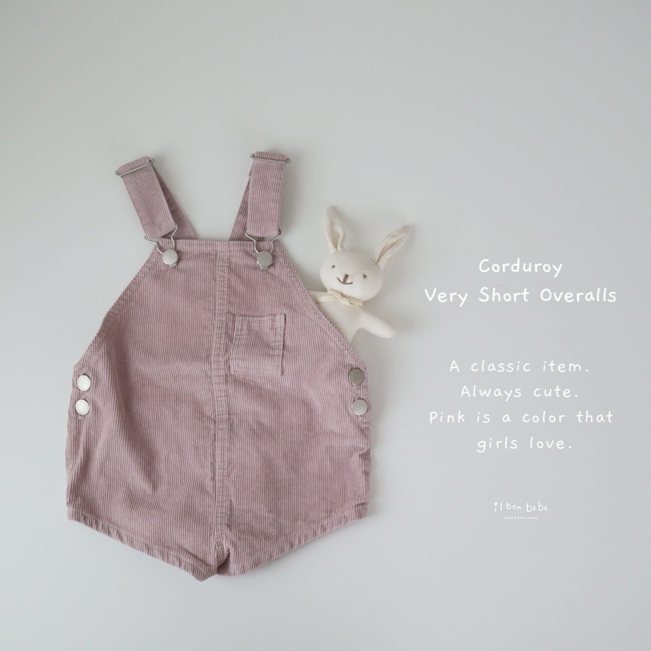 【即納】Corduroy Very Short Overalls - pink -