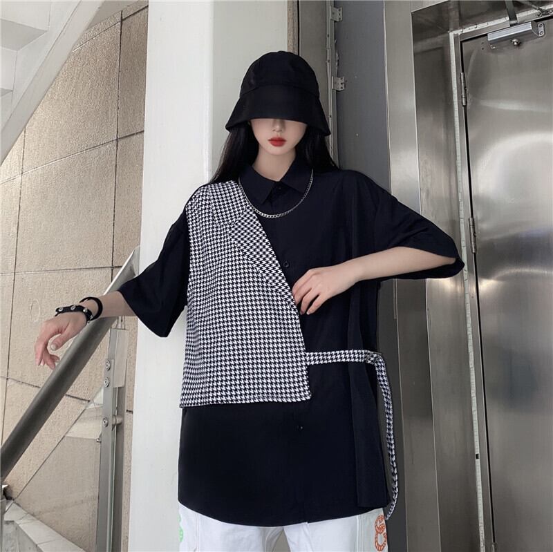 スタイルルーズTシャツ シャツ スタンダードダーク レトロ 大きめサイズ かわいい ステッチ ケッペル47137254559