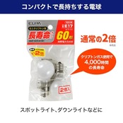 エルパ(ELPA) 長寿命ミニクリプトン球 電球 照明 間接照明 E17 54W ホワイト 2個入 GKP-542LH(W)