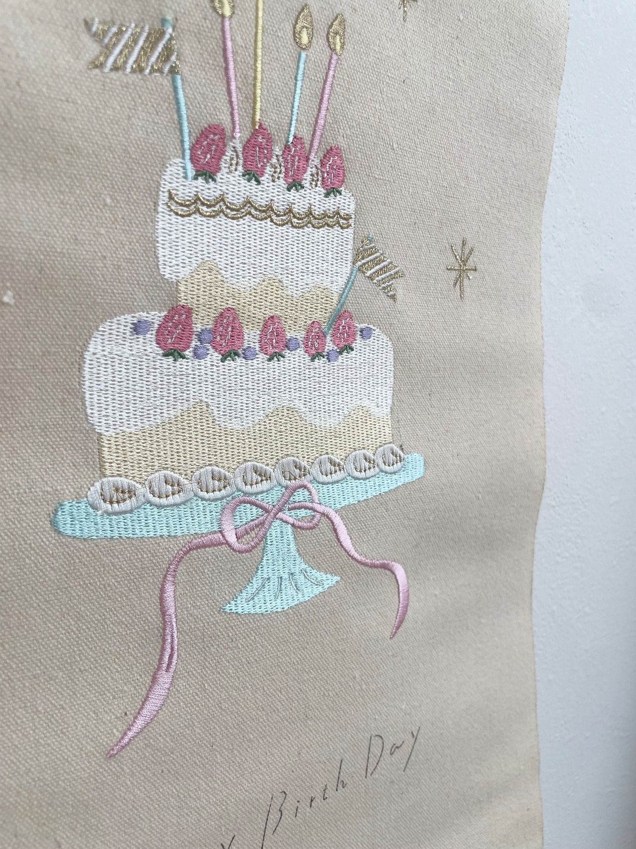 刺繍タペストリー　happy birthday
