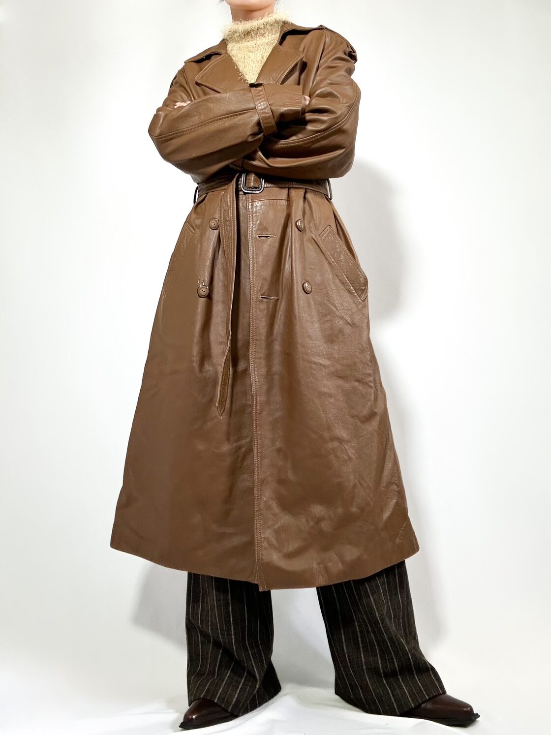 M.I.C CUIR】vintage long leather coat M.I.C CUIR フランス軍 レザー 