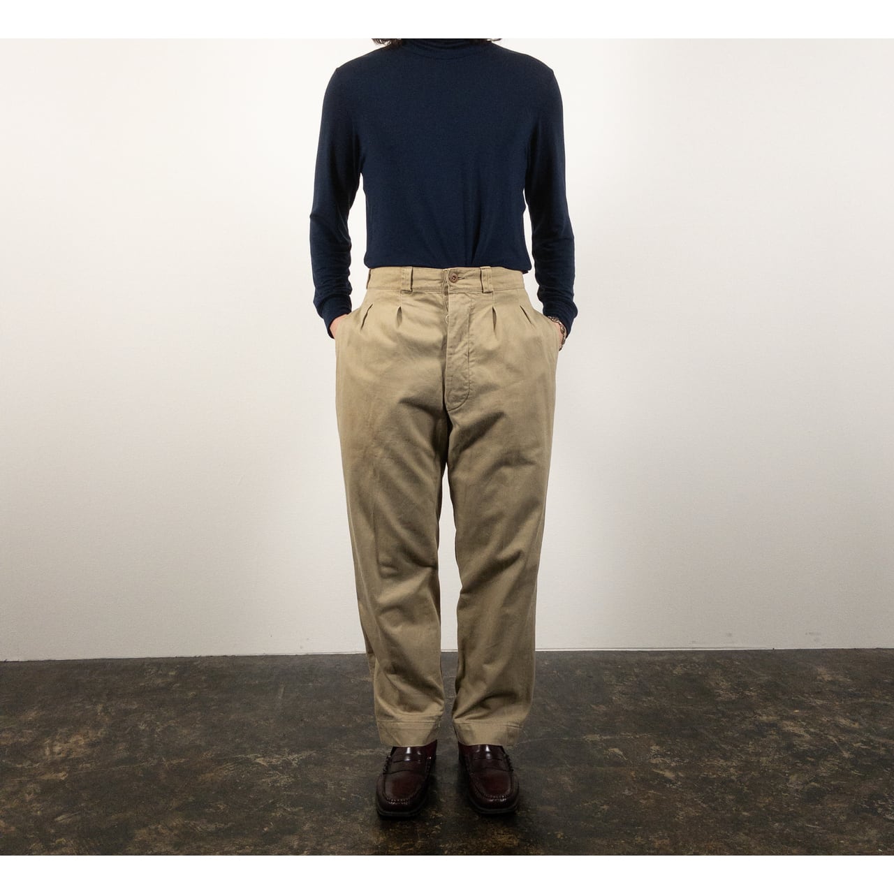 1950-60s "French Army" M52 Beige Cotton Twill Chino Trousers, Size22