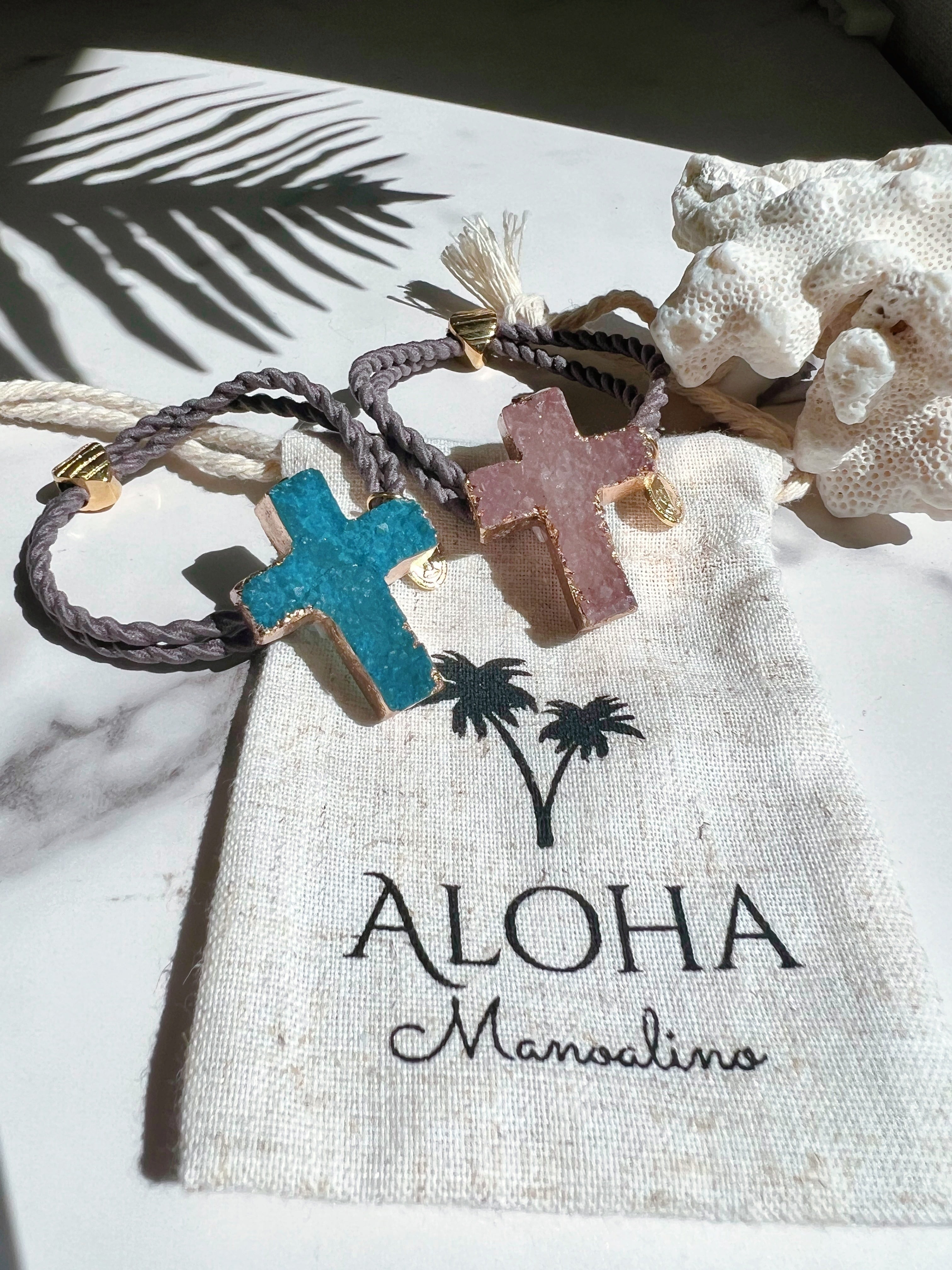 Druzy cross hair accessory(天然石クロスドゥルージー×マリアヘアゴム) | Manoalino  【Hawaiianjewelry・Hawaiianaccessory&select】