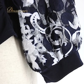 社交ダンス 衣装 スタンダード トップス レッスンウェア JOAN レディース ホワイト系 ネイビー系 紺 白 レース 花柄 長袖 花柄レース レース素材 ネイビー×ホワイト シック 大人可愛い フォーマル レッスン用 練習用 ダンスウェア 社交ダンス女子 スタンダード用 スリム シルエット 伸縮性あり ポリエステル ポリウレタン 薄手 ルームウェアにも フィット感 JOANトップス 9号風サイズ感 なし肩パッド なし胸パッド