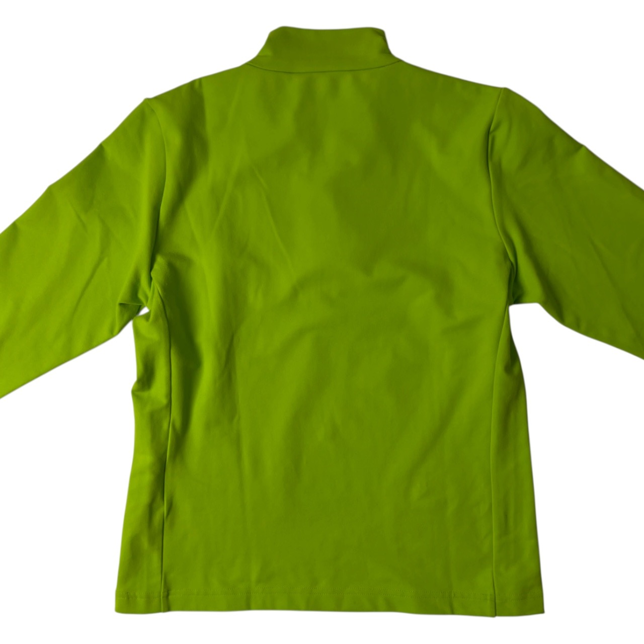 M-U SPORTS エムユースポーツ ドッグ刺繍 ハーフジップ ストレッチ 長袖ポロシャツ 38/ライトグリーン