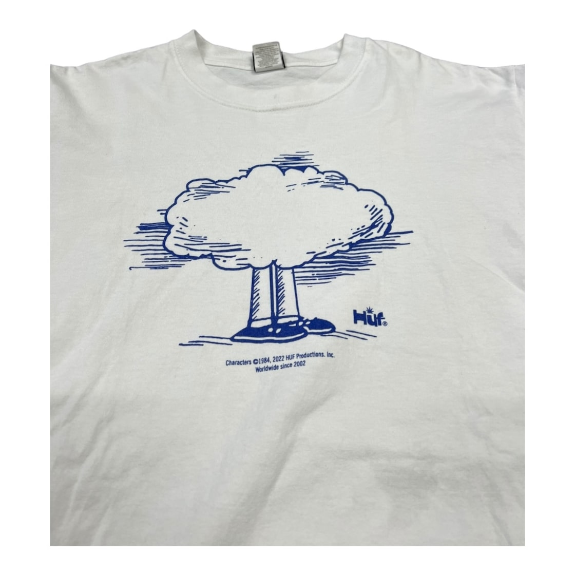 両面プリント huf 半袖 ヴィンテージ HUF ハフ 半袖 Tシャツ 白 雲人間 古着 レア Vintage ストリート