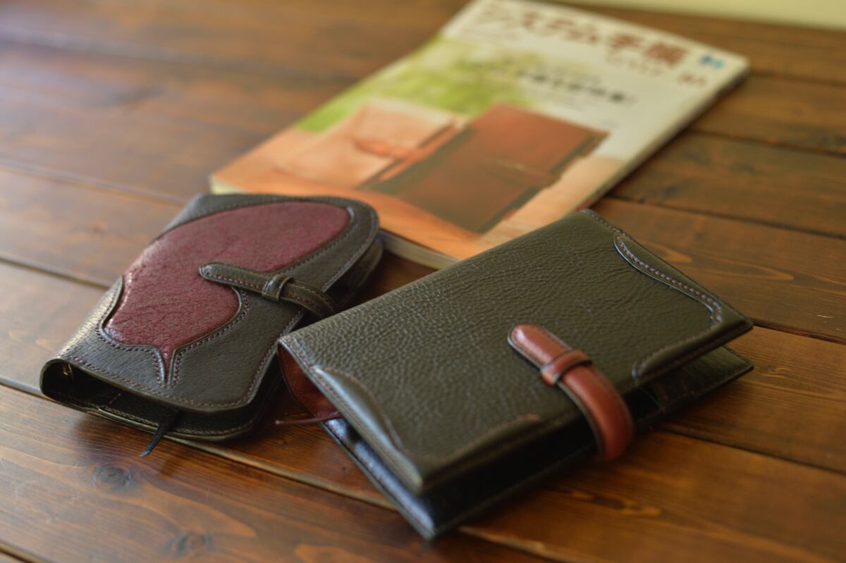 システム手帳 A6サイズ イタリアンレザー ブラック×ワイン | Rei leather