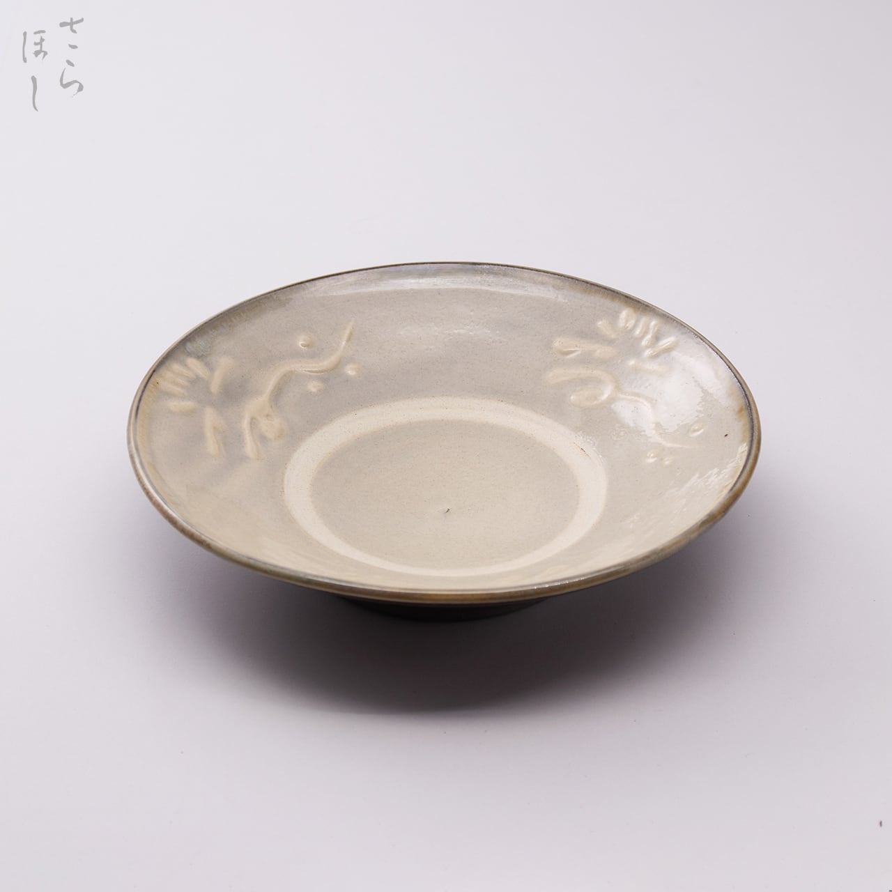 小鹿田焼 小袋窯 6寸皿 イッチン 白 直径約19cm 中皿 陶器 和食器 民藝