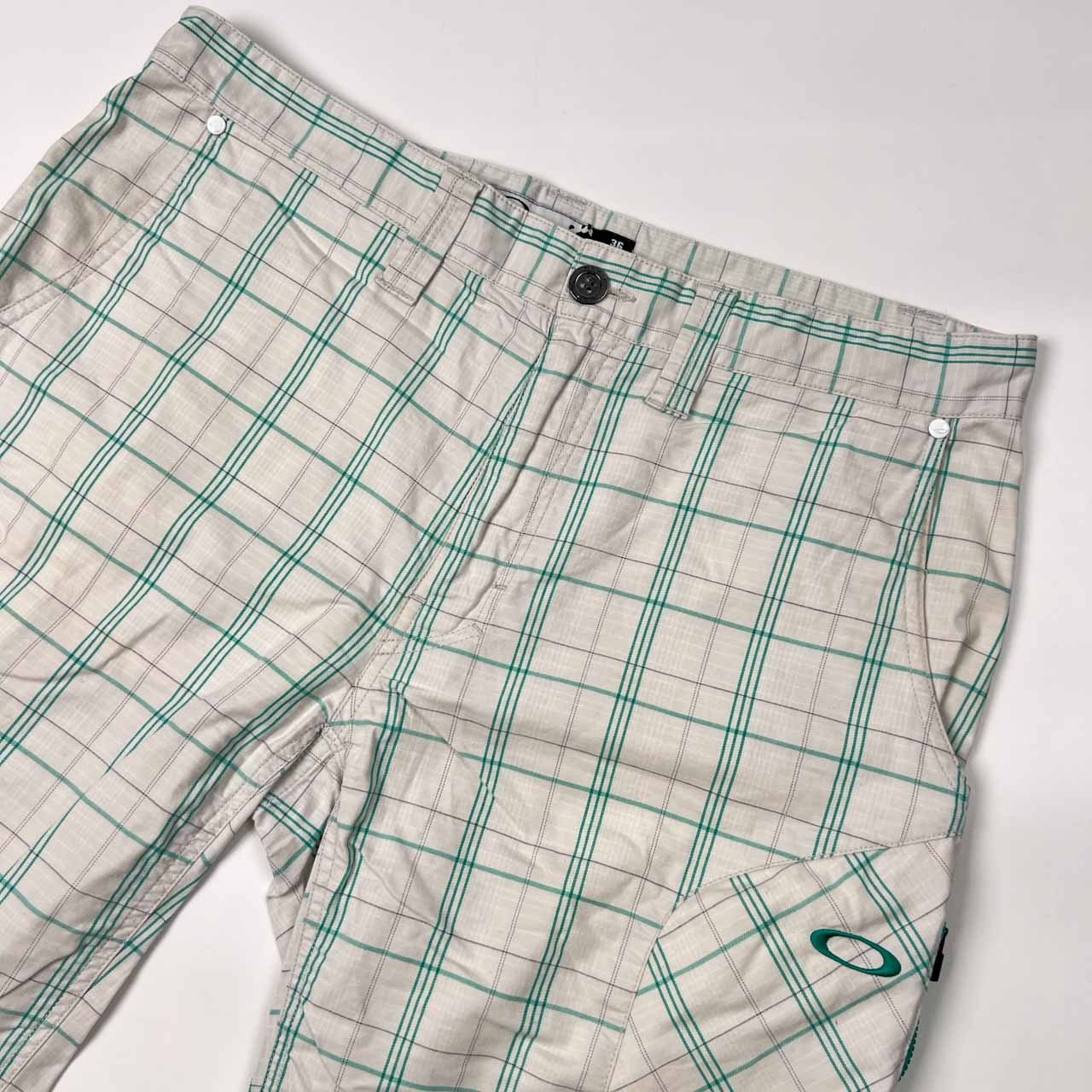 OAKLEY オークリー チェック柄 ハーフパンツ ショートパンツ ストレッチ サイズ 36 /メンズ/ゴルフ/エメラルドグリーン