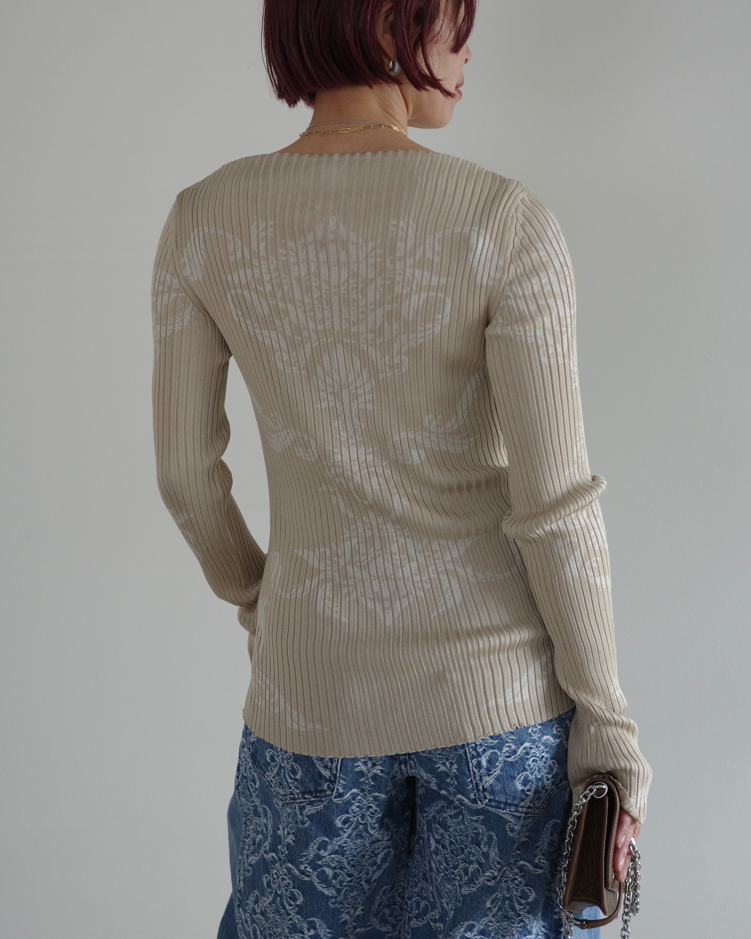 FETICO / DAMASK PATTERN RIB KNIT TOP | LA VILLA ROUGE