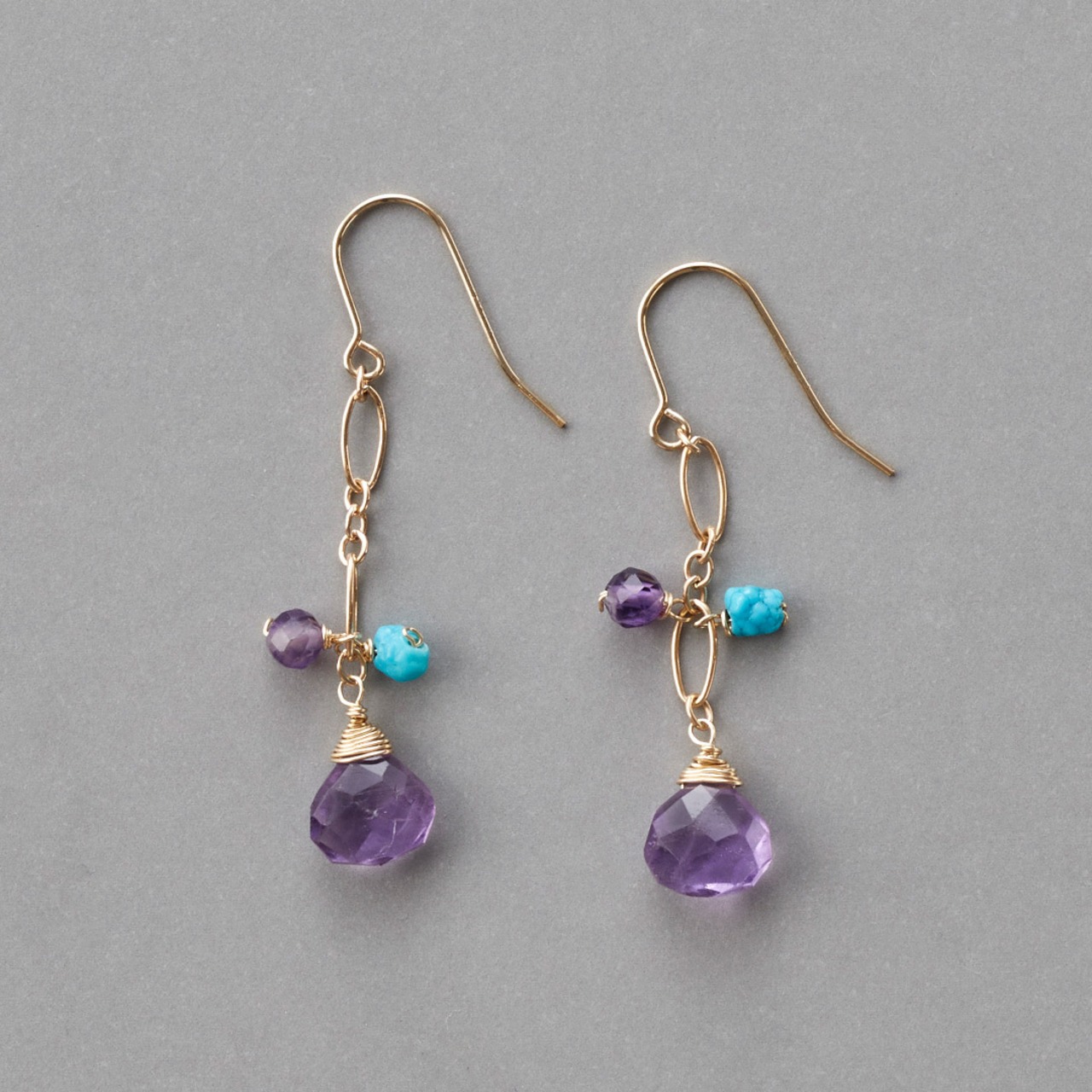 透き通るアメジストが魅力的！アメジスト×ターコイズ mm1196