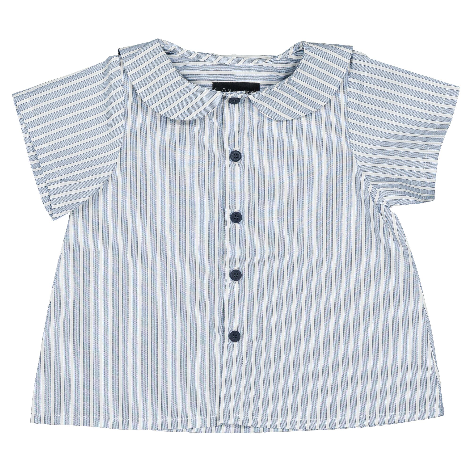 【予約・特典あり】Maison Marelle / Shirt MONCEAU - blue stripes / 6Y~12Y