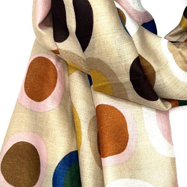 レトロサークル柄ストール 大判ストール ユニセックス ビスコース