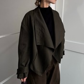 Asymmetric big collar 2way short BZ/khaki brown