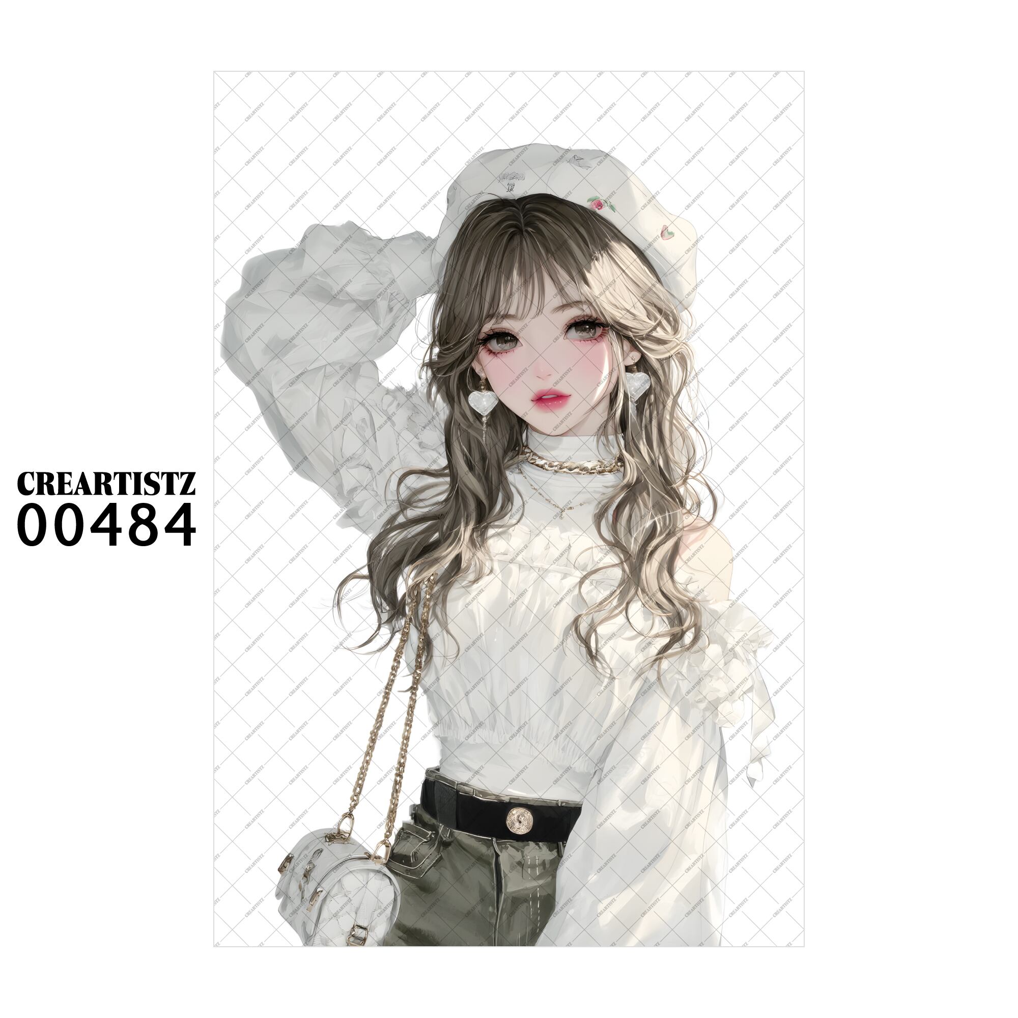 00484 ガール キュート オリジナル ペーパー/ステッカー 4枚セット CREARTISTZ