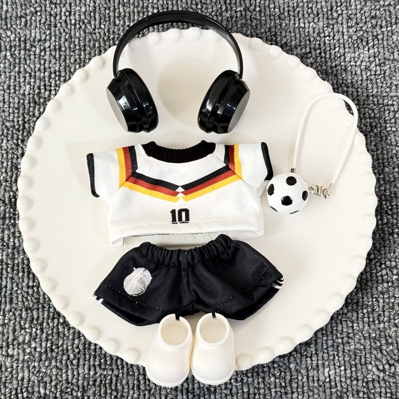 Labubu 1-3世代用 サッカー トップス+パンツ+靴+ヘッドフォン+ボール