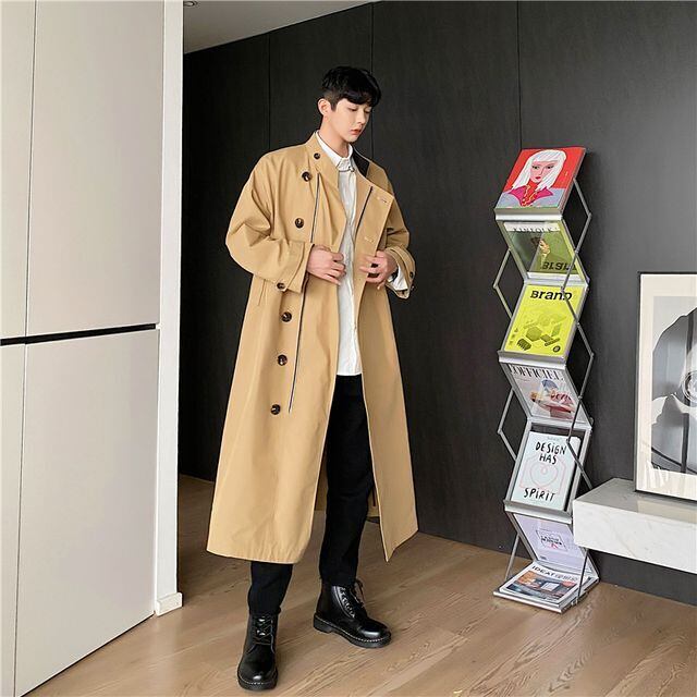 XXL相当 EMPORIO ARMANトレンチコート ロング　ベージュ　メンズ 予約販売】トレンチコート アシンメトリー ロング丈 メンズ ベージュ