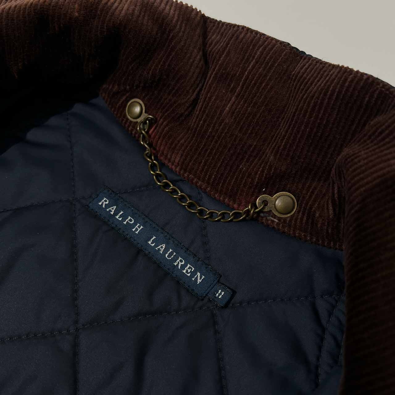 RALPH LAUREN ラルフローレン ダブルジップ キルティング ライトベスト 11 /ネイビー/レディース/部分レザー