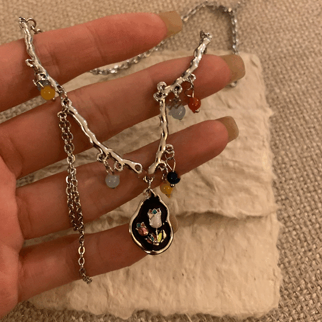 HANAシルバー＆パープル切替ブレスレット