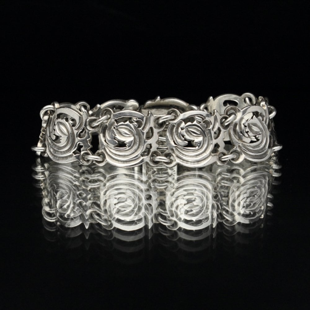 Vintage Heavy Silver Bracelet [TAXCO MEXICO 1960s- 980SILVER] Sea