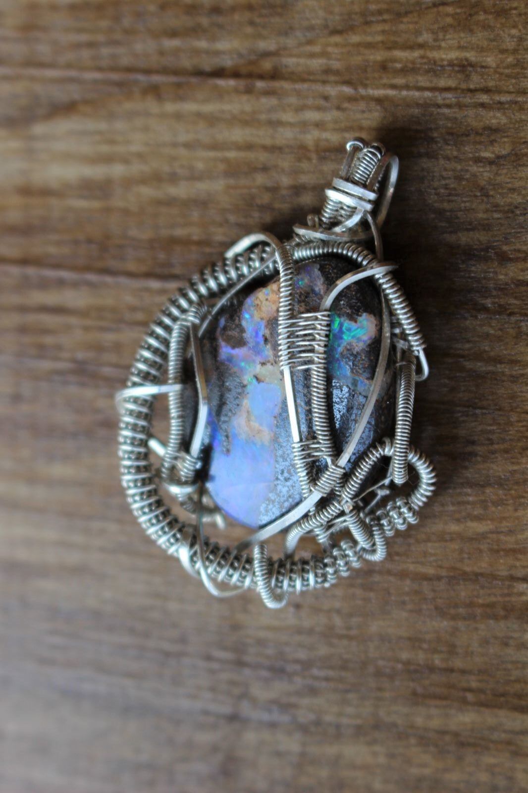 Boulder opal sillver925 wirewrapping pendant