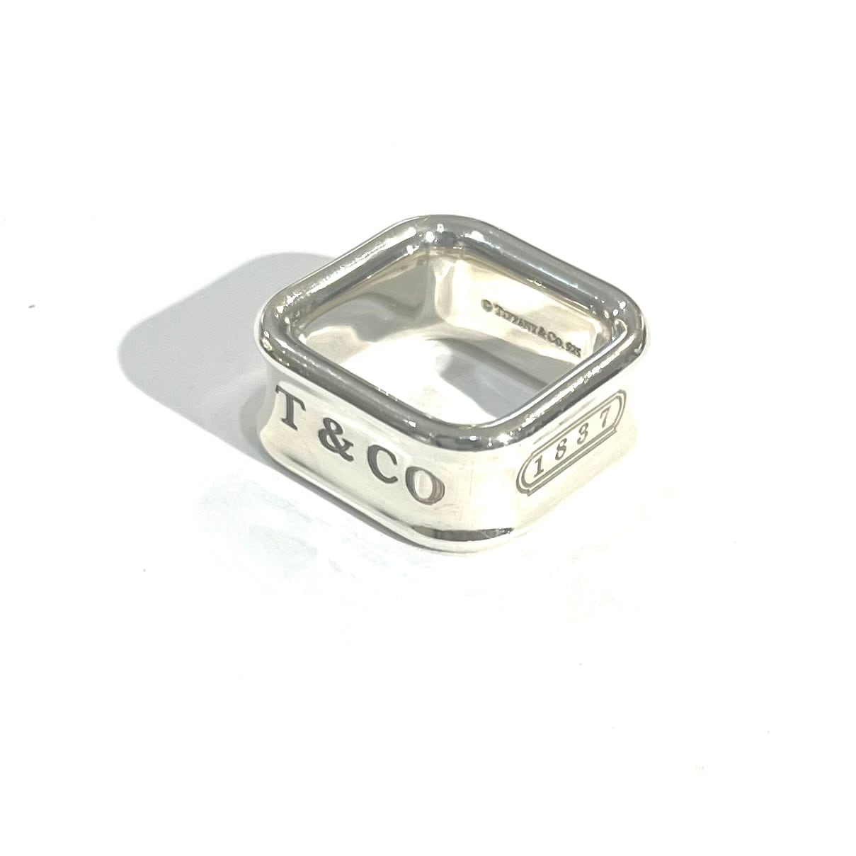 中*吉様 Tiffany & Co. シルバーリング TIFFANY&CO.】【約4-5号 】2476 希少1837 スクエアリング／シルバー925