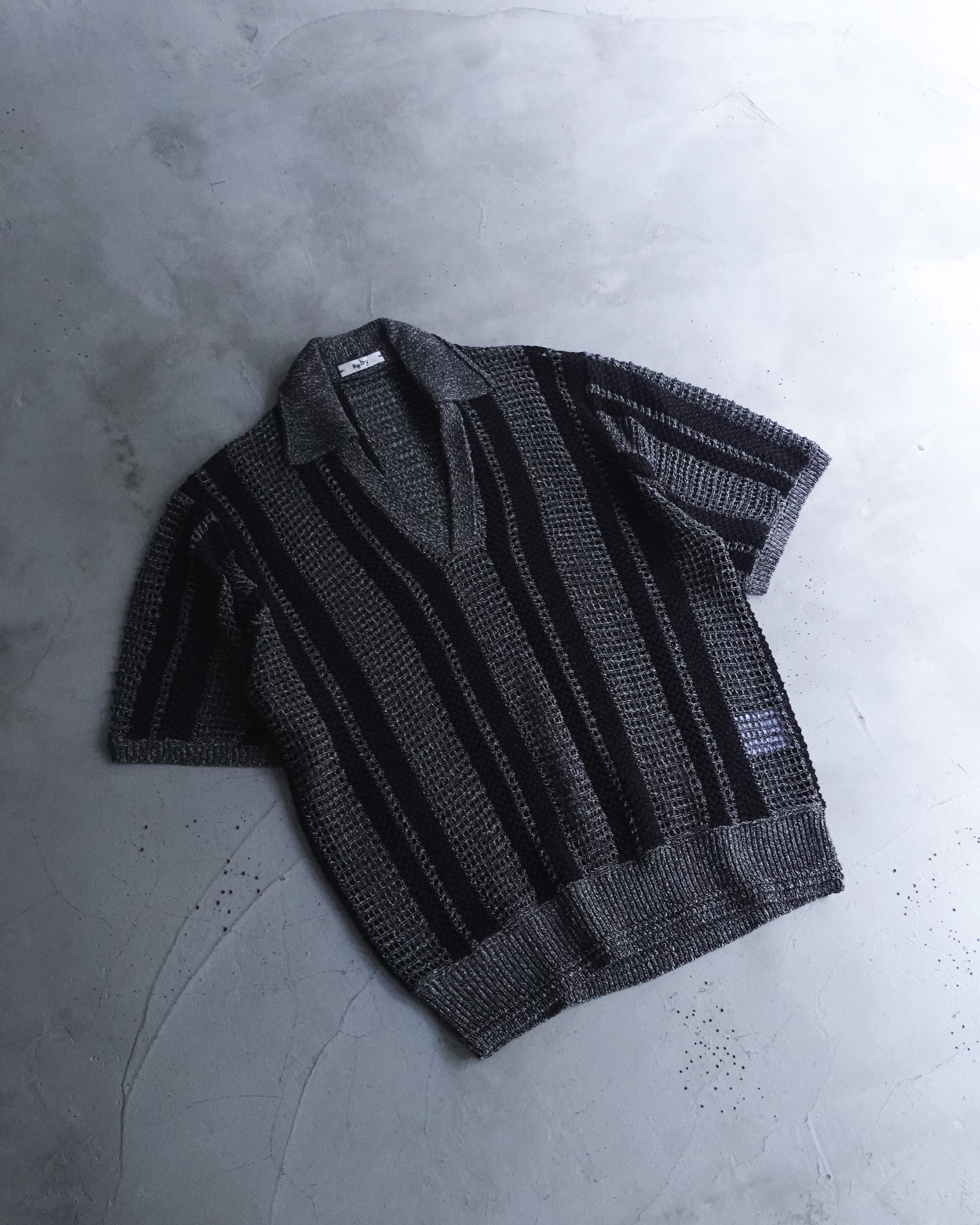 saby DETACHABLE COLLARS SKIPPER KNIT SS - 5G Mesh Knitting - BLACK