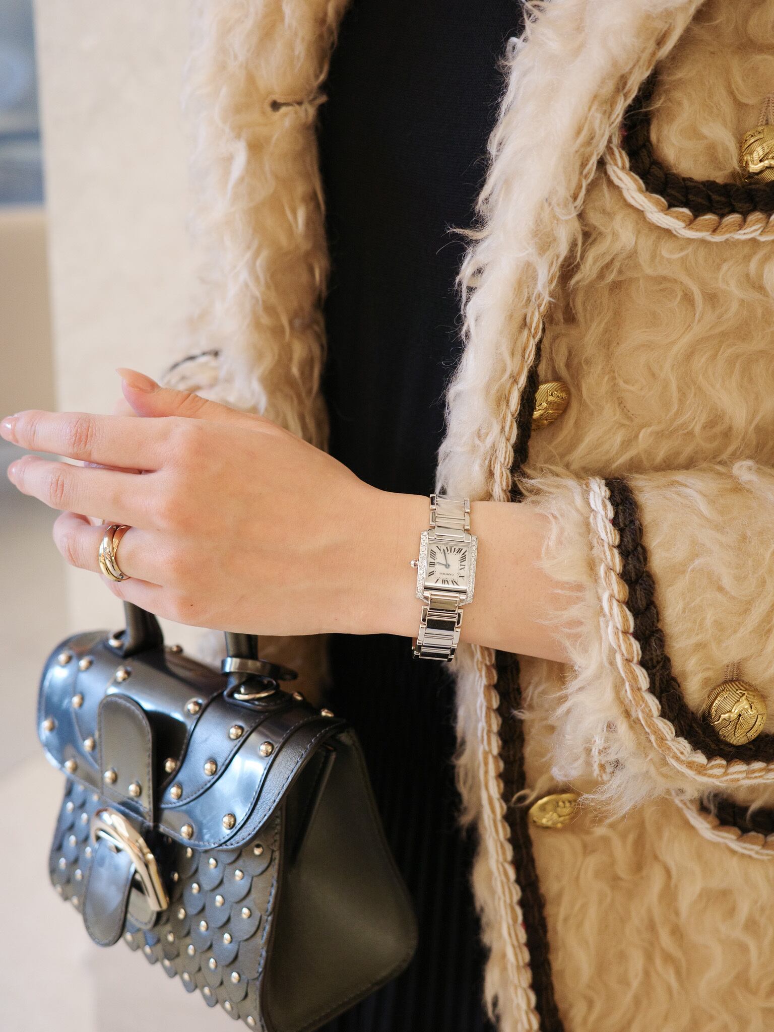 カルティエ タンクフランセーズ SM ホワイトゴールド 純正ダイヤモンド