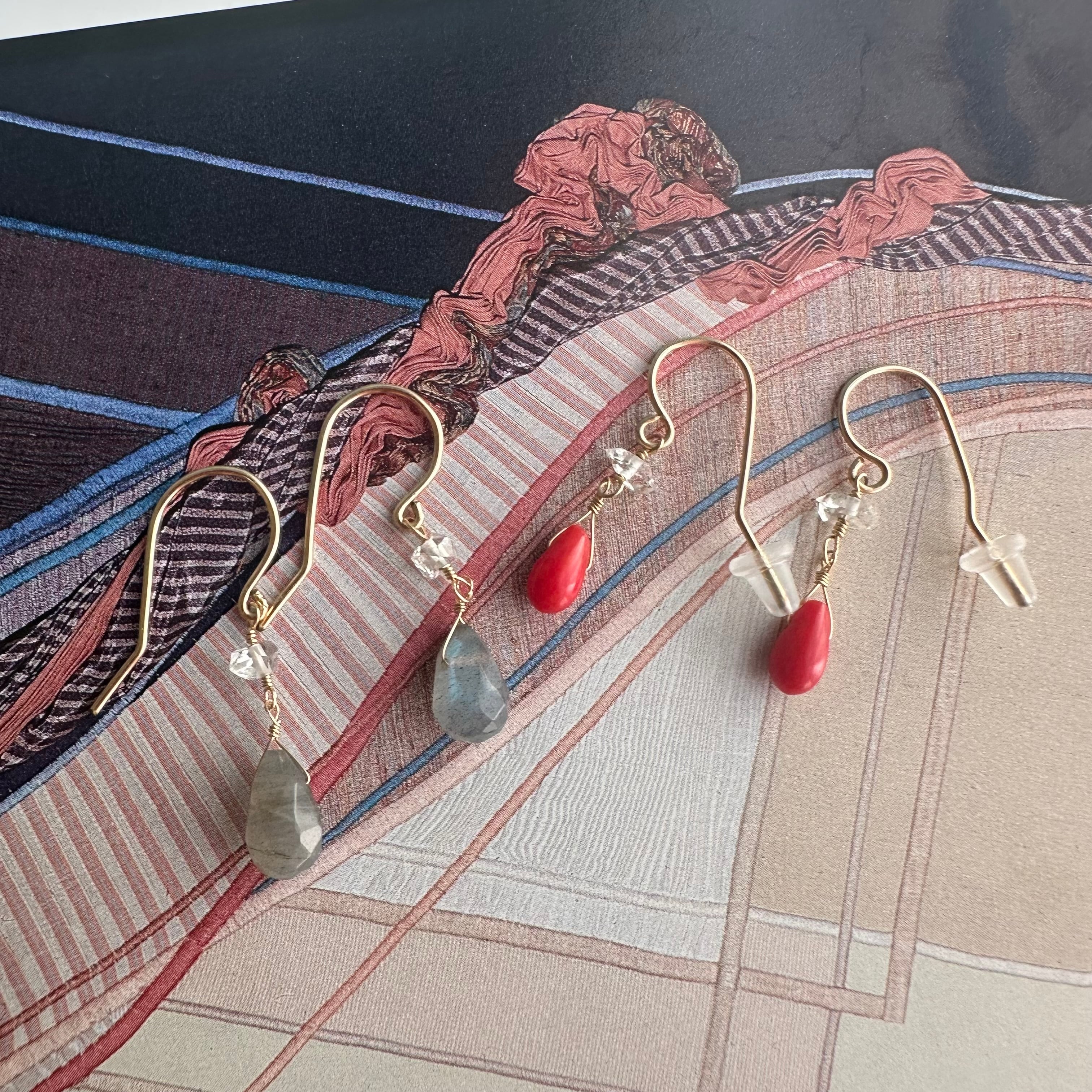 ハーキマークォーツ×ストーン ピアス・イヤリング【14金GF】 | Kazaru