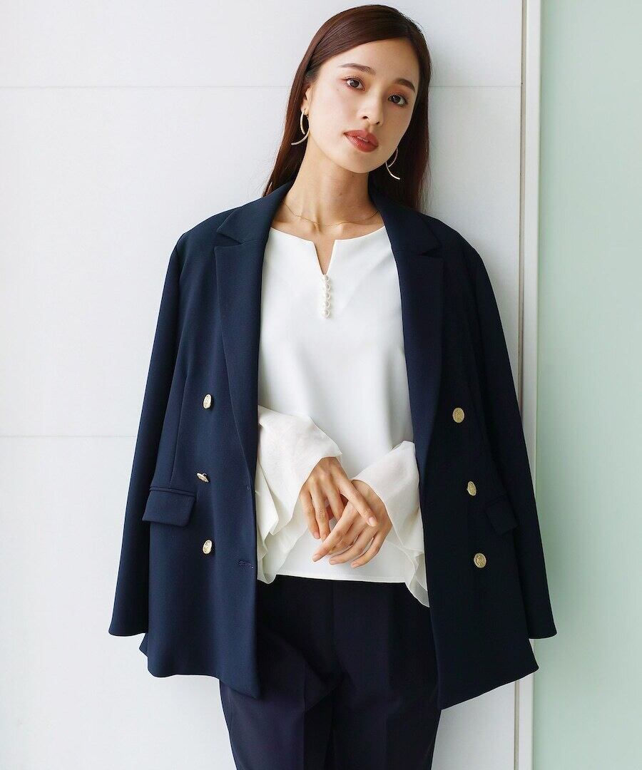 洗えて動けるワーママダブルジャケット【手洗いできるハイストレッチ