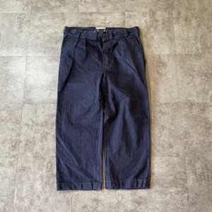 50-60s 極太 メタルボタン フレンチワーク デニム ブルー パンツ W36