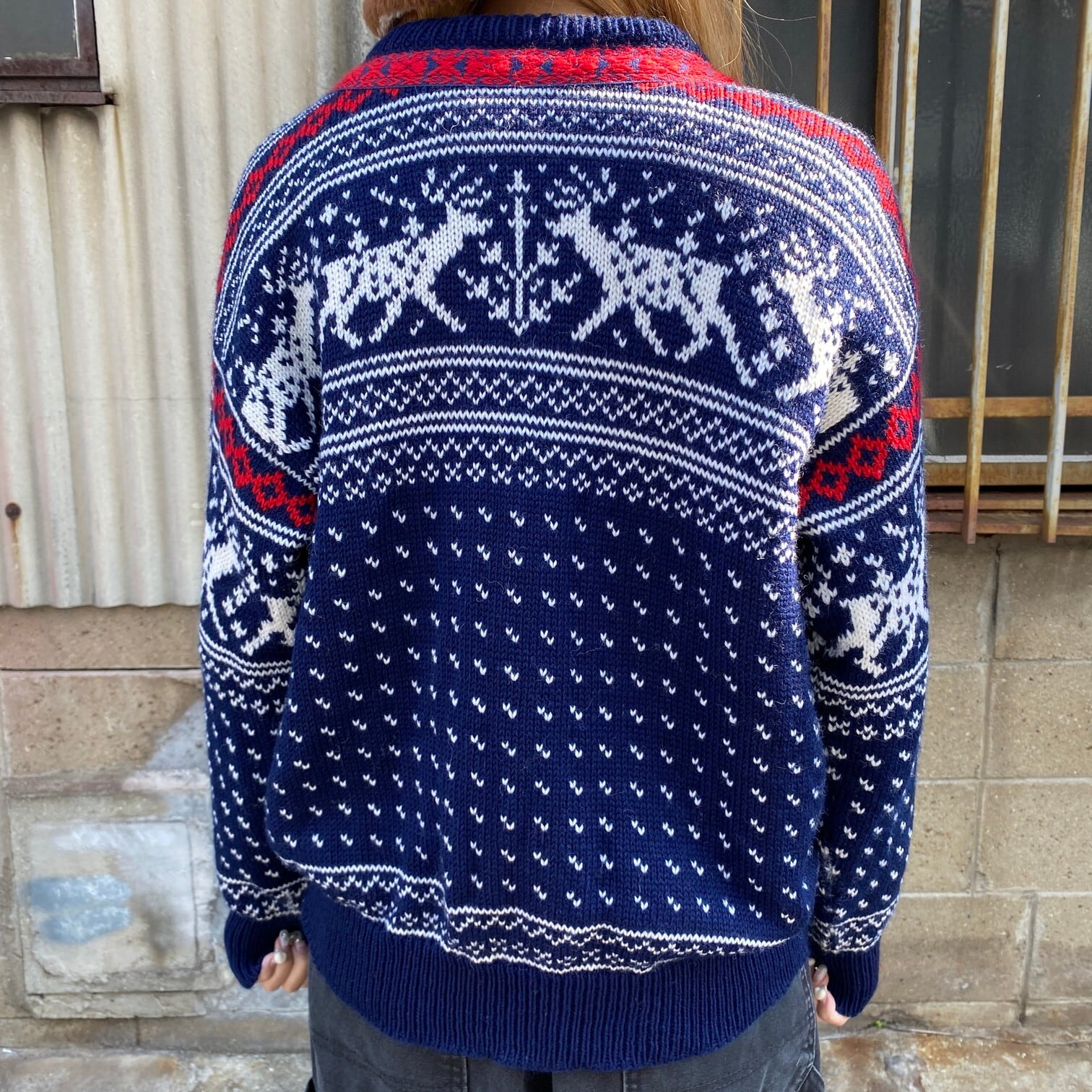 激レア 古着 Vintage 3D knit 総柄 ニット カーディガン-