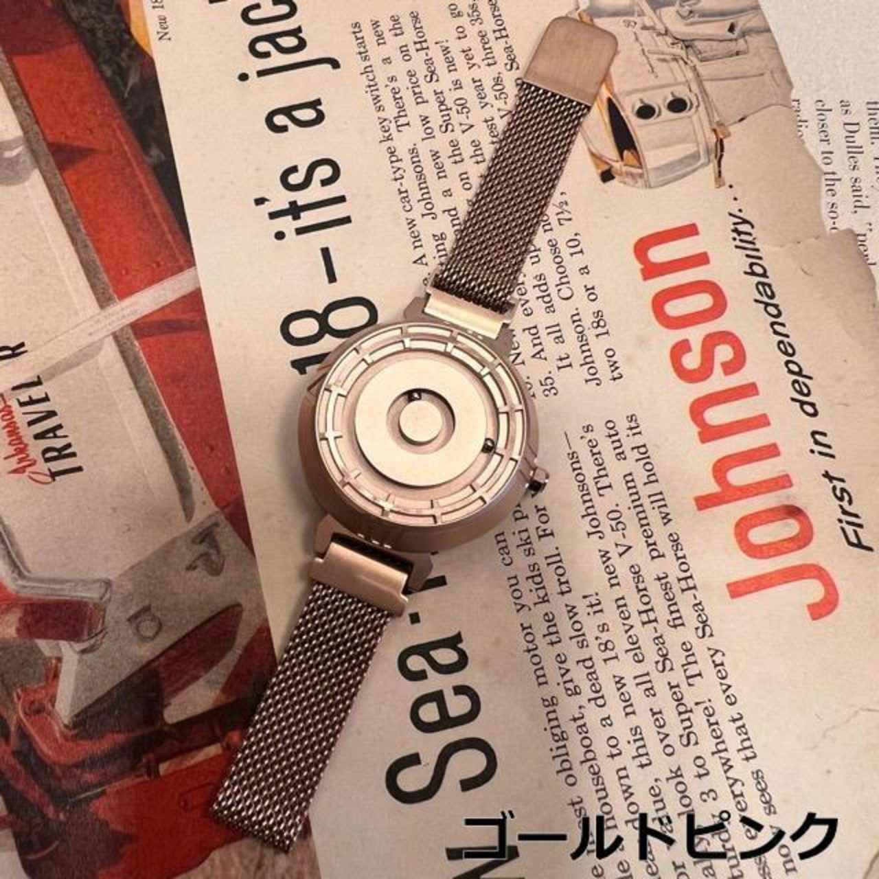 磁気ボールユニークウォッチ　全3色　シルバー　ブラック　ゴールドピンク