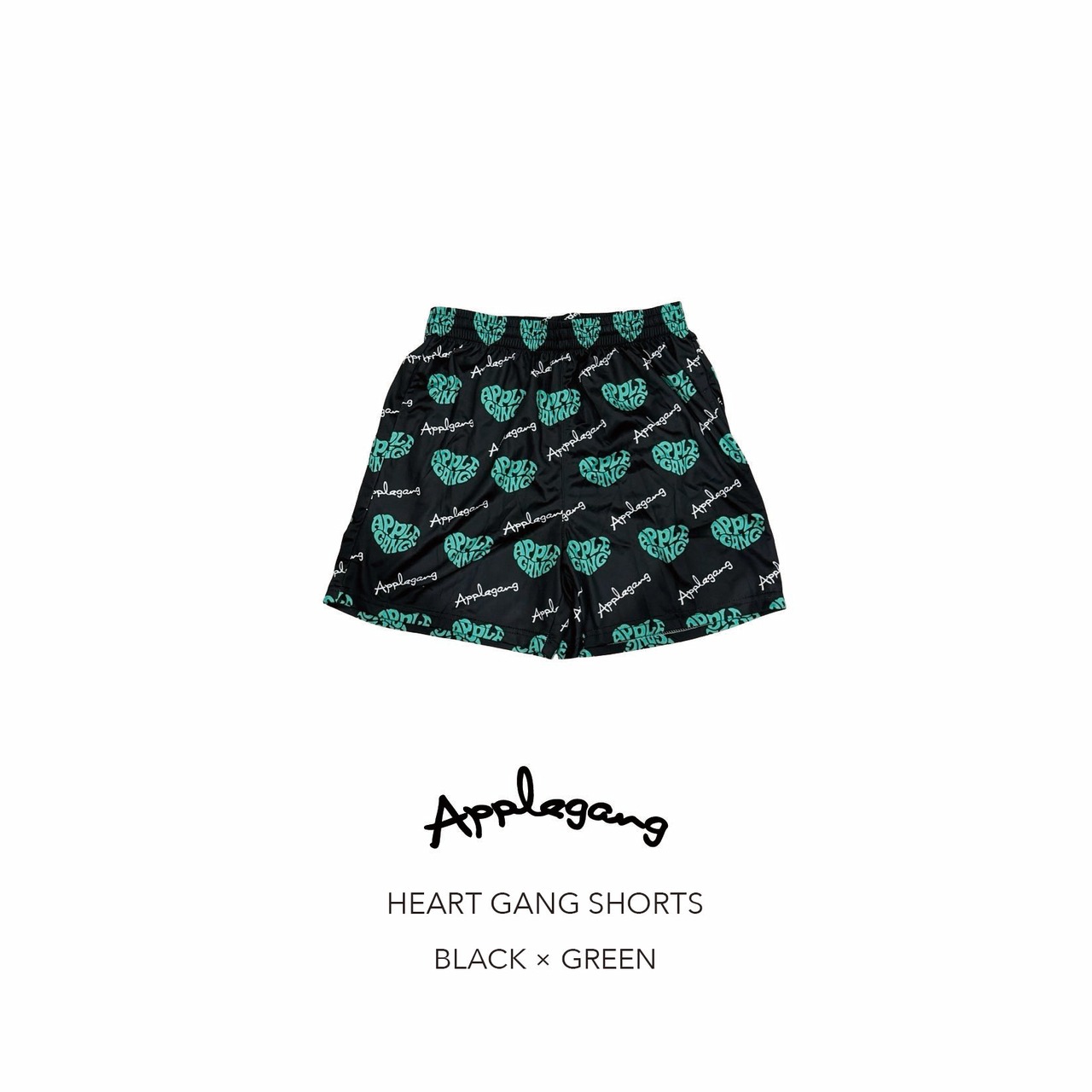 HEART GANG SHORTS ブラック × グリーン