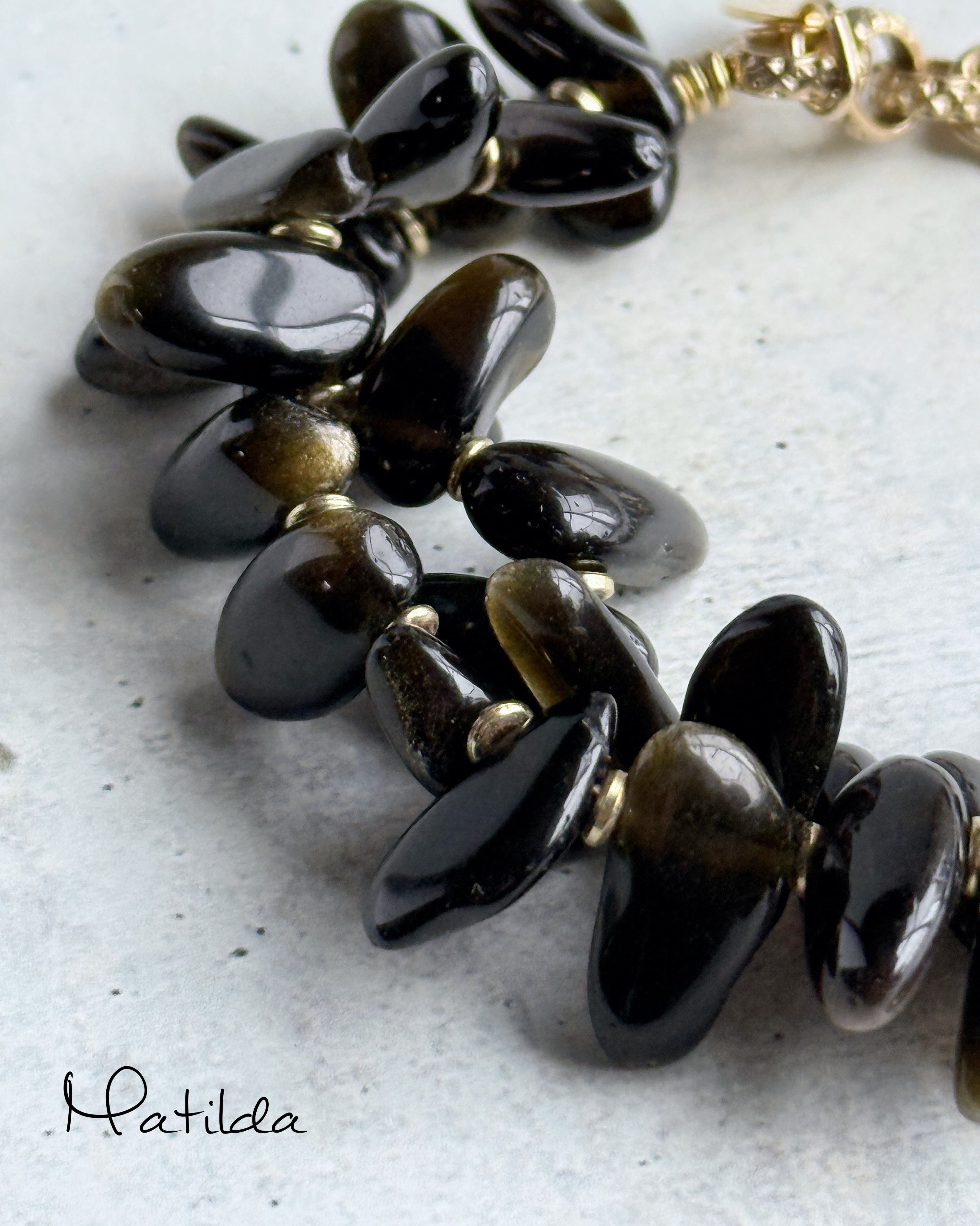 Chain & stone bracelet(ゴールデンオブシディアン)