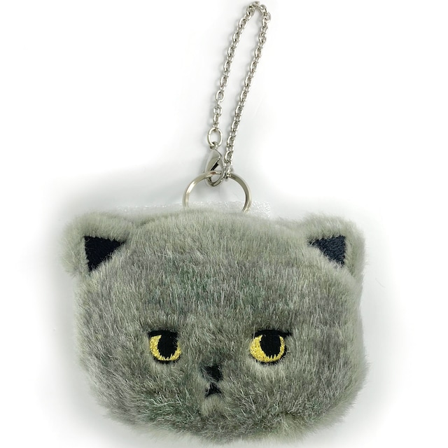 【再入荷】バッグチャームポーチ(定期入れ) グレーゴールドアイ