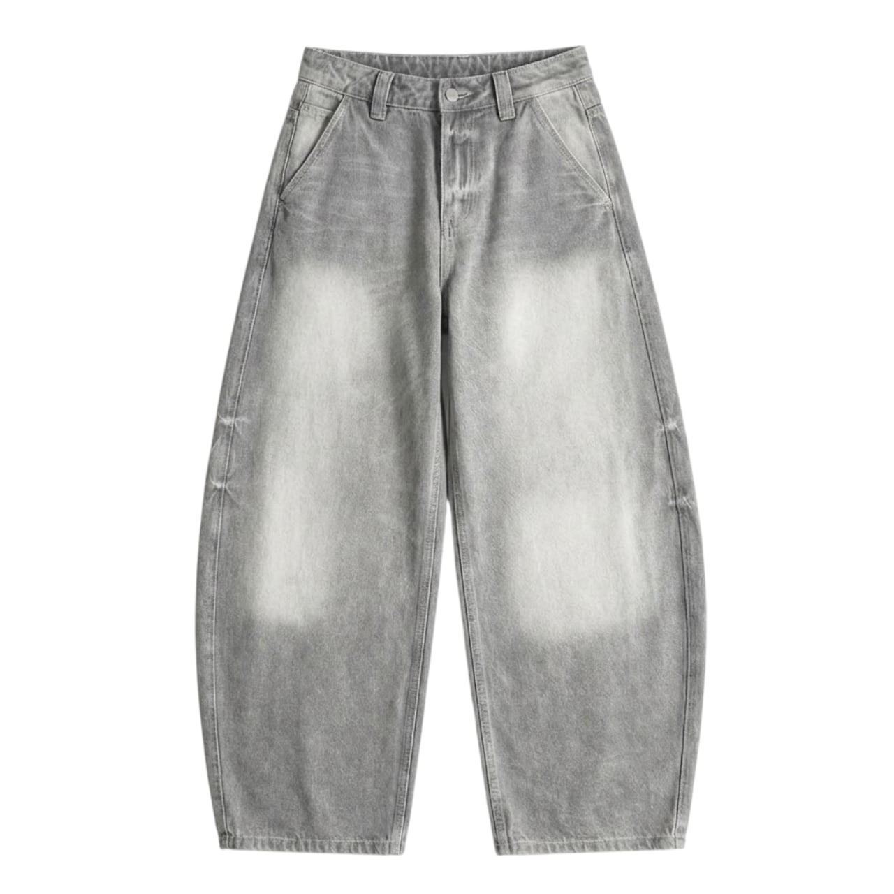 Loose light gray denim pants 0012