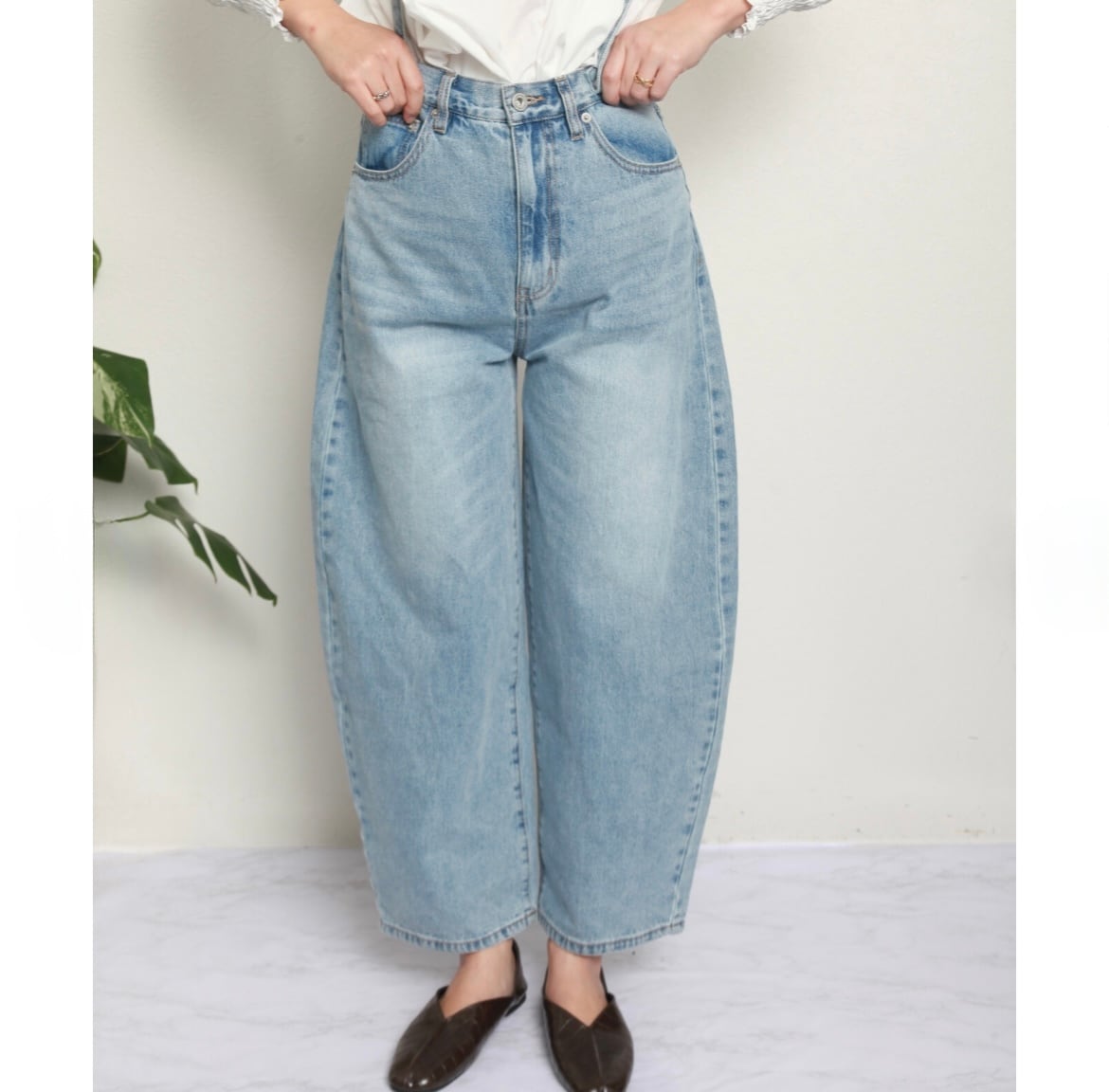 Newサス付きカーブデニムパンツ(2色) | select♡shop Newサス付きカーブデニムパンツ(2色) | select♡shop