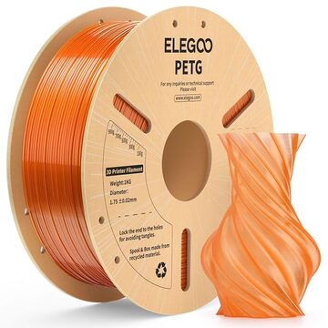 ELEGOO PETG 3Dプリンターフィラメント 1.75mm 半透明グレー 1KG、透明 