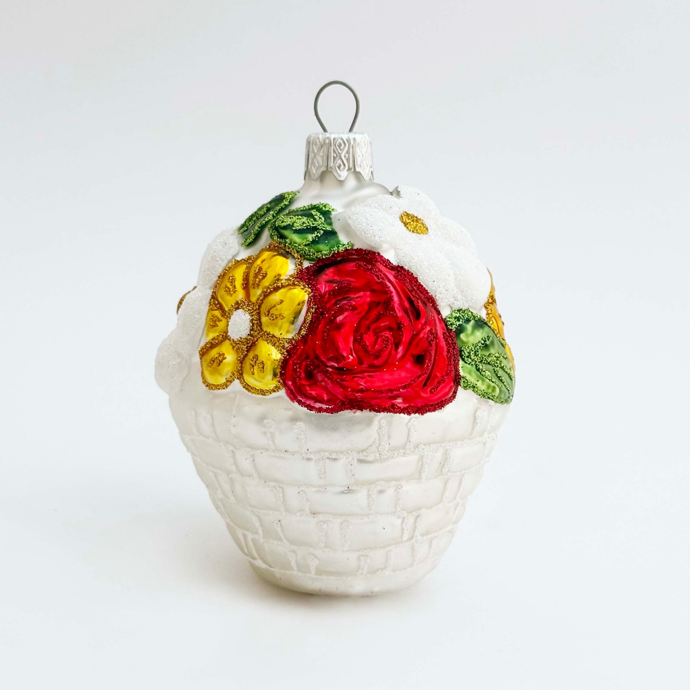 ウクライナ製 ガラスオーナメント（花かご）