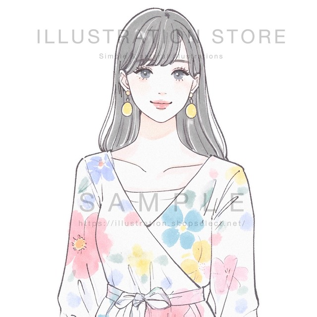 花柄ワンピースを着た女性